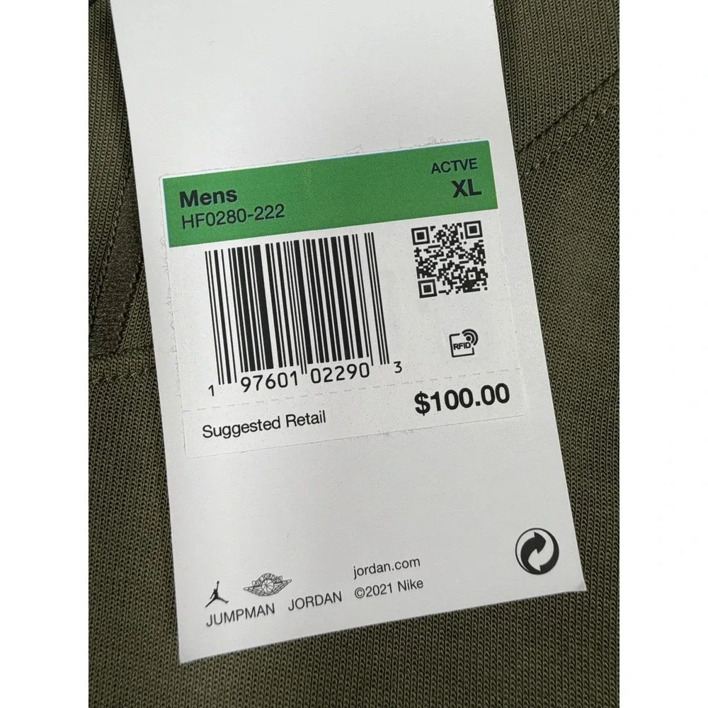 Nike Air Jordan Sport Fleece Dri-FIT Hoodie Pullover Olive Men's XL HF0280-222